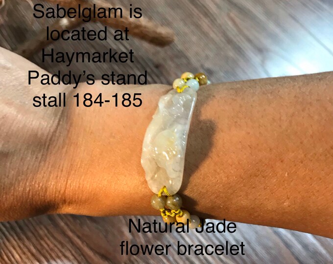Featured listing image: Natural Jade flower bracelet