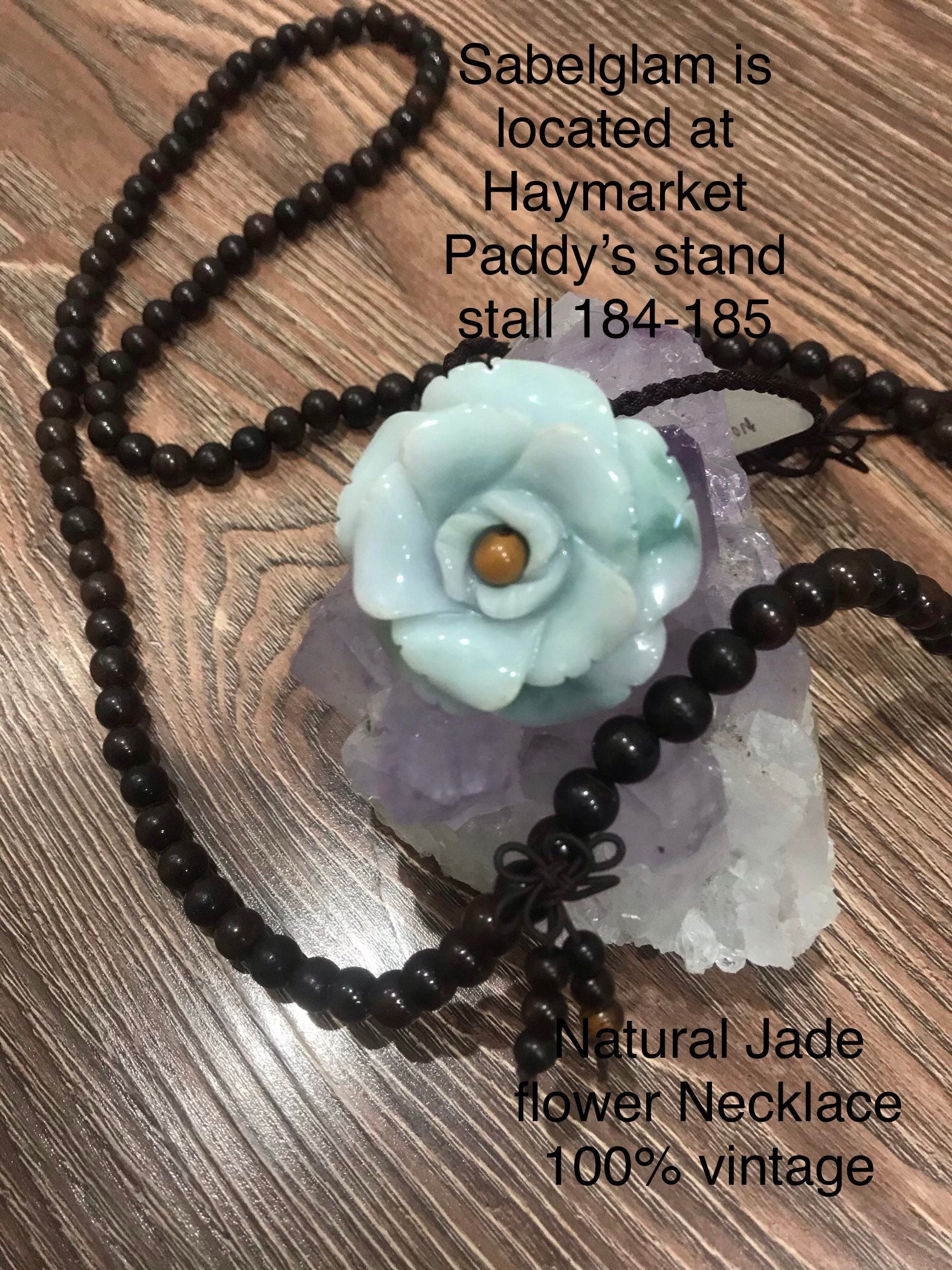 Natural Jade Rose Necklace 100% vintage