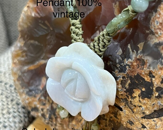 Featured listing image: Natural Jade hand carving flower necklace