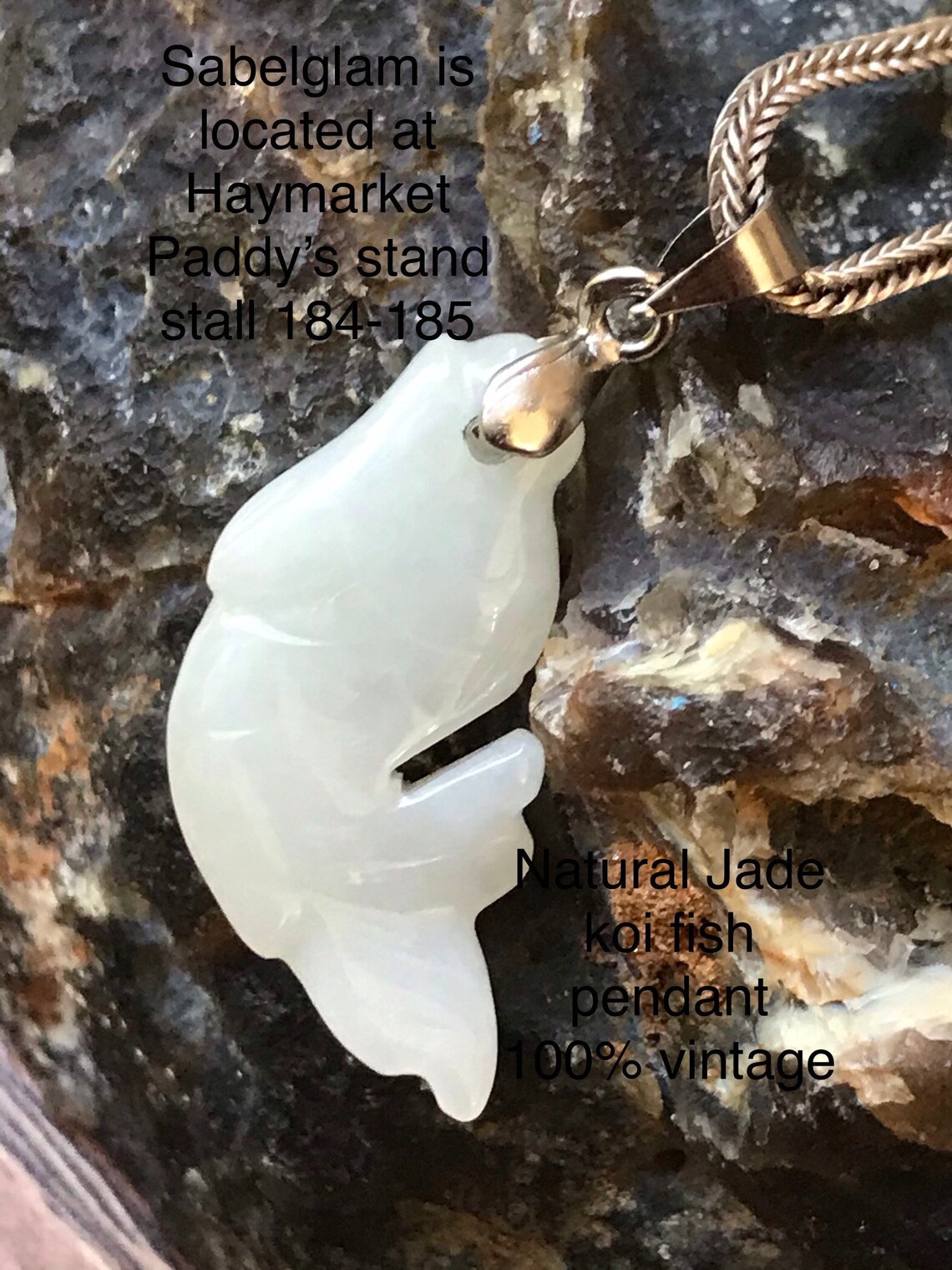 Natural Jade Koi fish small pendant 100 vintage Etsy