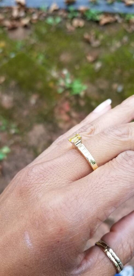Vintage Genuine Yellow Sapphire Engagement Ring 1… - image 7