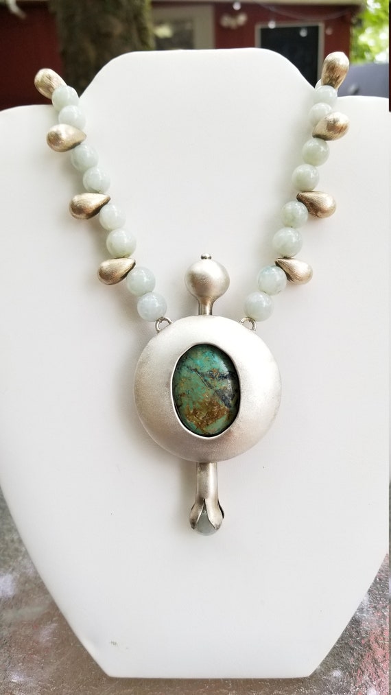 Genuine Turquoise and Sterling Silver Necklace