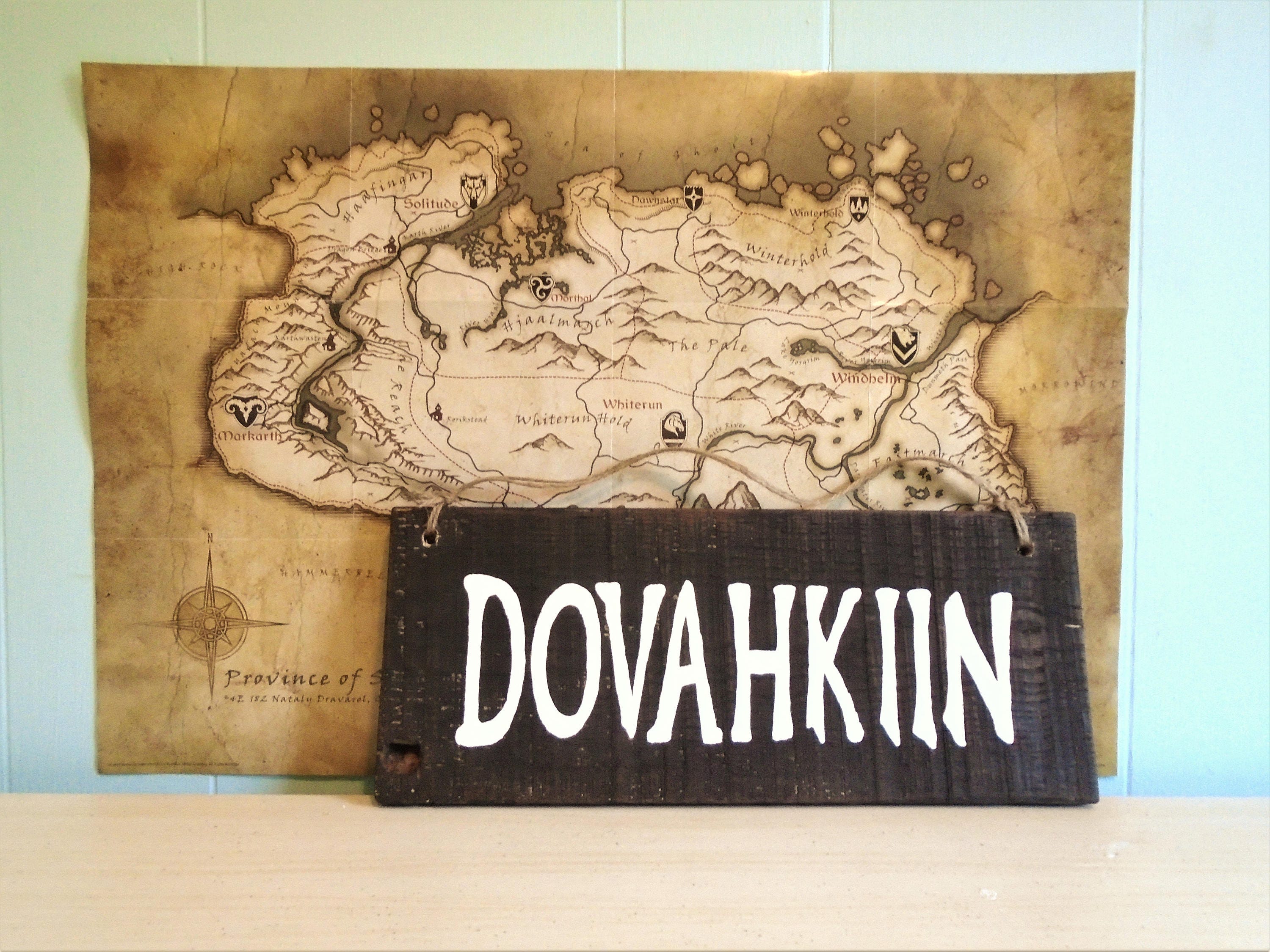 Dovahkiin Rustic Hanging Sign Twine Bedroom Elder Etsy