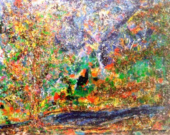 Forest in 3d, contemporary artist, All seasons, 4Seizoenen of the forest also night by special technique