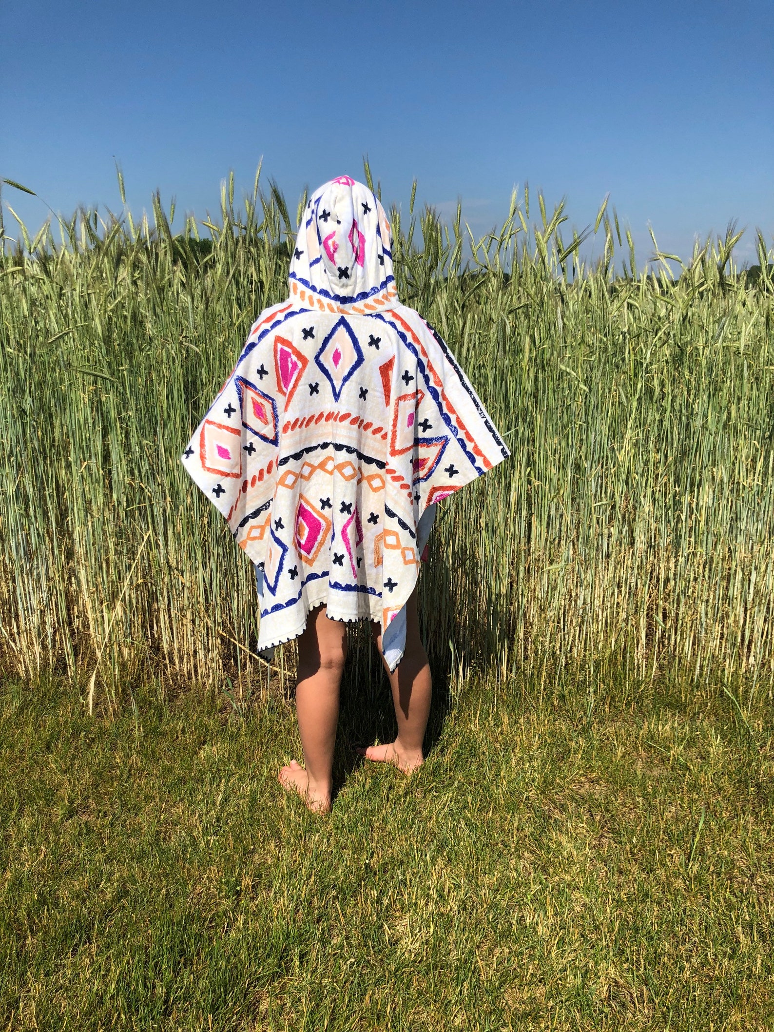 Kids Towel Poncho. Hooded Towel. Geometric Towel Poncho. Beach Etsy UK