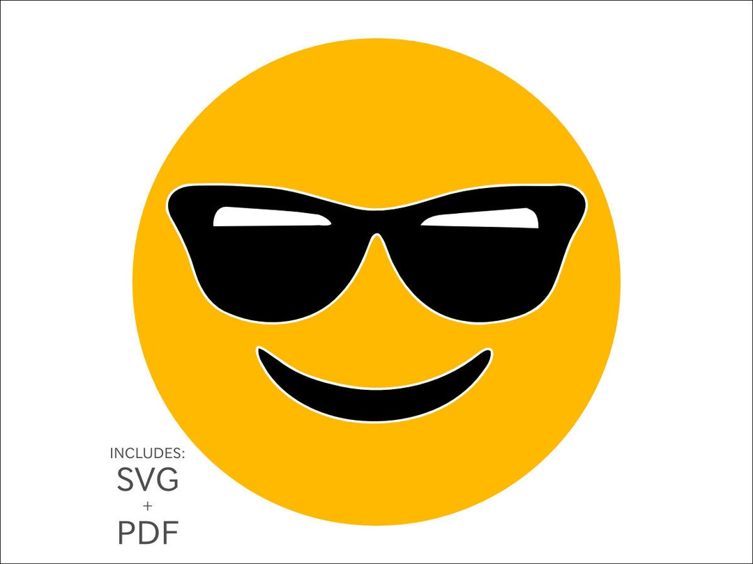 Royalty Free Emoji SVG, Shades Emoticon, Smiley Face W/ Sunglasses ...