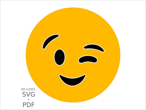 Download Royalty Free Winking Emoji Svg Winking Clip Art Blinking Etsy