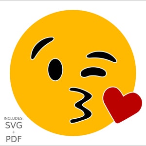 Download Royalty Free Kiss Emoji Svg Clipart Wink Kissing Smiley Face Etsy