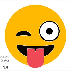 Download Royalty Free Winking Emoji Svg Clipart Wink Tongue Emoticon Etsy