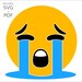 Cuttable Emoji SVG, Crying Sobbing Tears Emoticon, Pooling Drops Smiley Face Vector Cut File for Wood, T-Shirts, Vinyl & Metal for PC + Mac