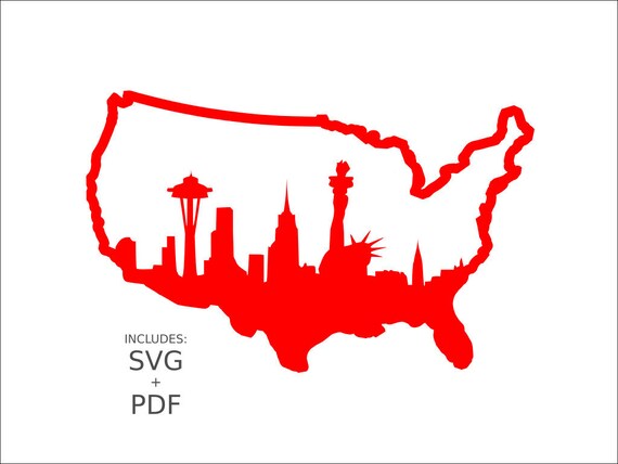 Royalty Free American Skyline Svg Pdf Usa United States City Etsy
