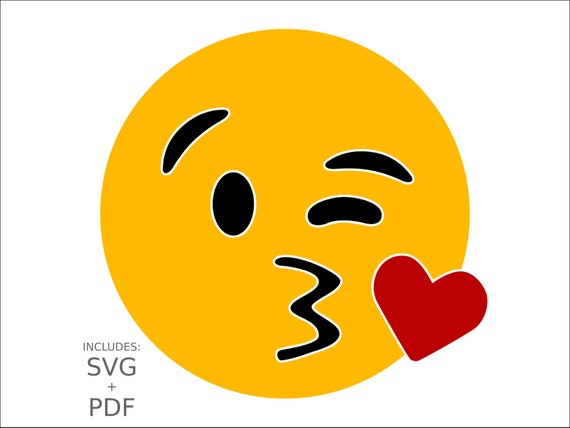 Download Royalty Free Kiss Emoji Svg Clipart Wink Kissing Smiley Face Etsy