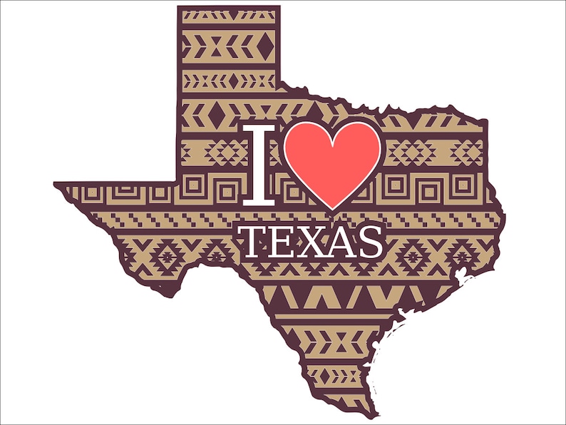 Download Tribal Aztec I Love Texas Vector in SVG PDF DXF | Etsy
