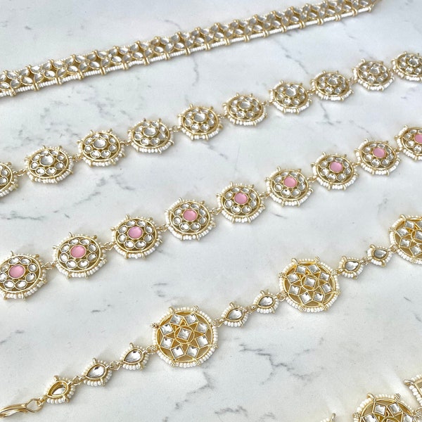 Gold Kundan Sheeshphool | Kundan Matha Patti | Sangeet Hair Jewelry | Maang Tikka | Indian Hair Jewelry | Sheesh Phool | Punjabi Jewelry