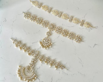 Gold Kundan Sheeshphool | Kundan Matha Patti | Sangeet Hair Jewelry | Maang Tikka | Indian Hair Jewelry | Sheesh Phool | Punjabi Jewelry