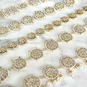 Gold Kundan Sheeshphool | Kundan Matha Patti | Sangeet Hair Jewelry | Maang Tikka | Indian Hair Jewelry | Sheesh Phool | Punjabi Jewelry
