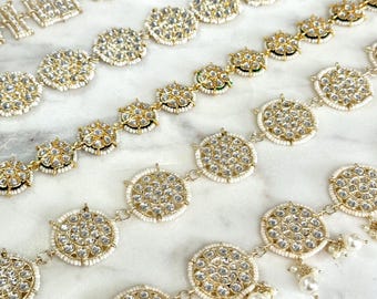 Gold Kundan Sheeshphool | Kundan Matha Patti | Sangeet Hair Jewelry | Maang Tikka | Indian Hair Jewelry | Sheesh Phool | Punjabi Jewelry