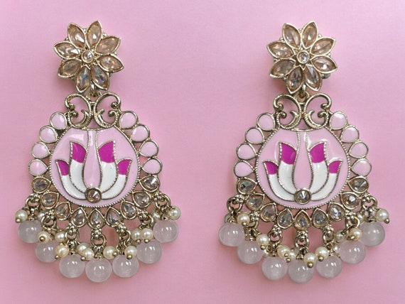 Hand painted meenakari earrings discount