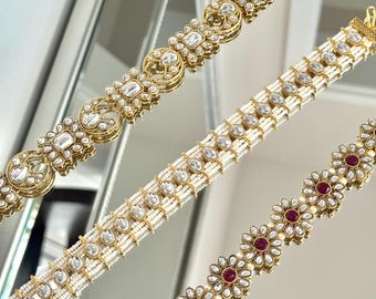 Gold Kundan Sheeshphool | Kundan Matha Patti | Sangeet Hair Jewelry | Maang Tikka | Indian Hair Jewelry | Sheesh Phool | Punjabi Jewelry