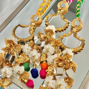 Multicolour Mirror Paranda with Jasmine Flowers | Hair Jewelry | Indian Braid Accessory | Indian Jewellery | Punjabi Parandi | Sheeshphool