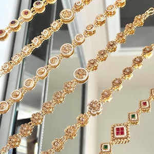 Gouden Kundan Sheesphool | Kundan Matha Patti | Alia Bhatt Sheesh Patti | Maang Tikka | Indiase haarsieraden | Sheesh Phool | Punjabi-sieraden