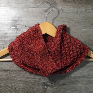 KNITTING PATTERN - Black Forest Cowl, Winter Lace Textured Circular Scarf DIY knit your own, dk weight yarn