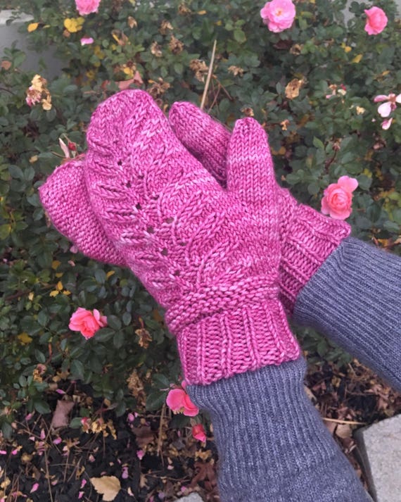 KNITTING PATTERN Rose Thistle Mittens DIY Knit Womens Mittens