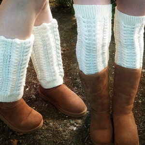 KNITTING PATTERN - Multi Way Classic Cabled Legwarmers, Boot Cuffs, Stirrup Legwarmers, Braided Cables, Worsted, Downloadable Knitting pdf