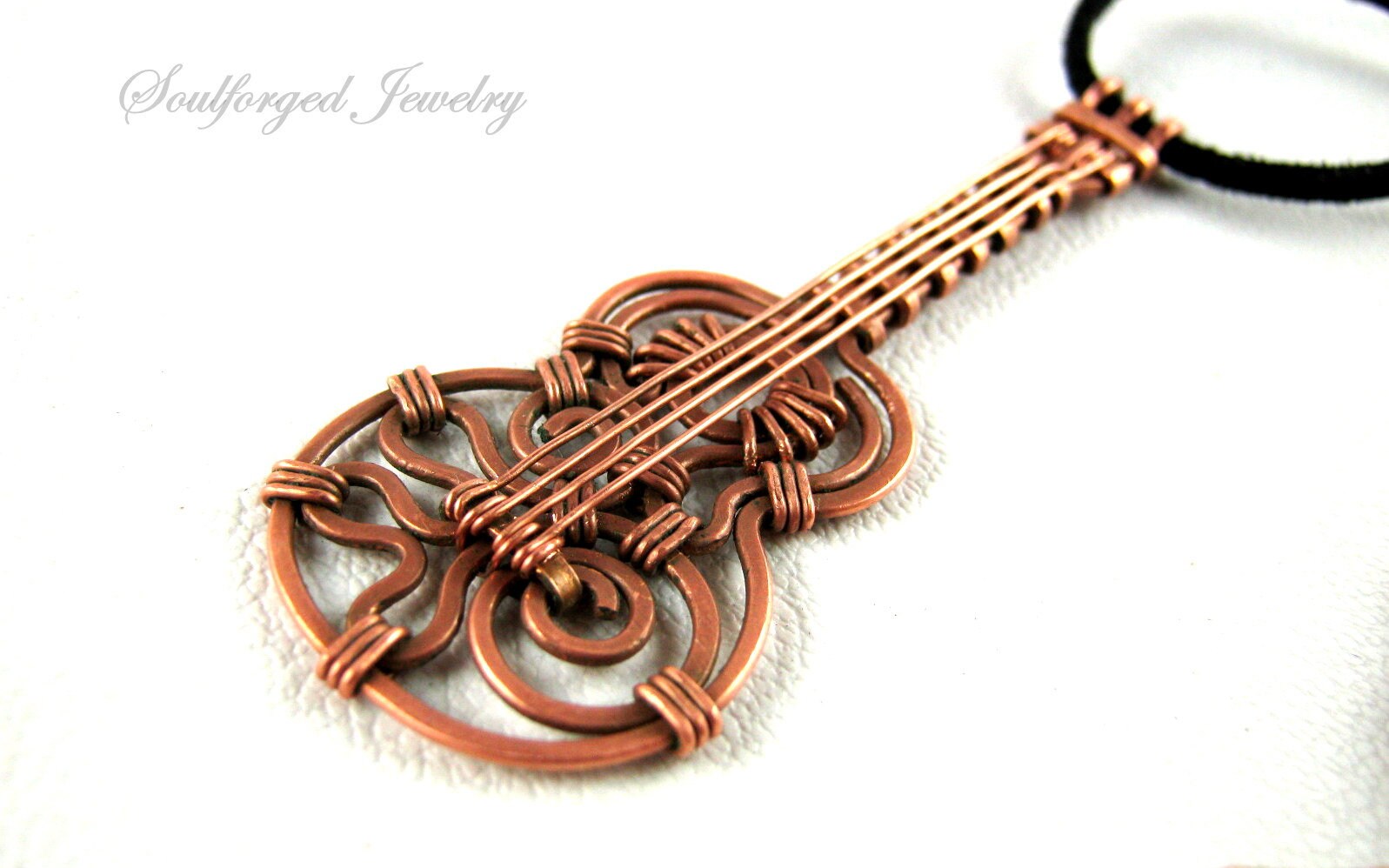 Copper guitar pendant hammered copper wire unisex guitar Etsy