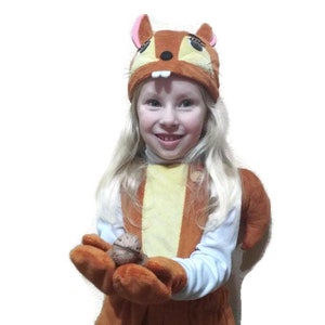 Squirrel Costume Plush Dress Girls Sundress Tail Animal Halloween Costume image 3