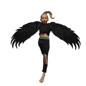 Angel Wings Black Bird Wings Raven Costume Dark Cosplay Set Crow Halloween Black Swan Outfit Raven Children Size Adults Suit