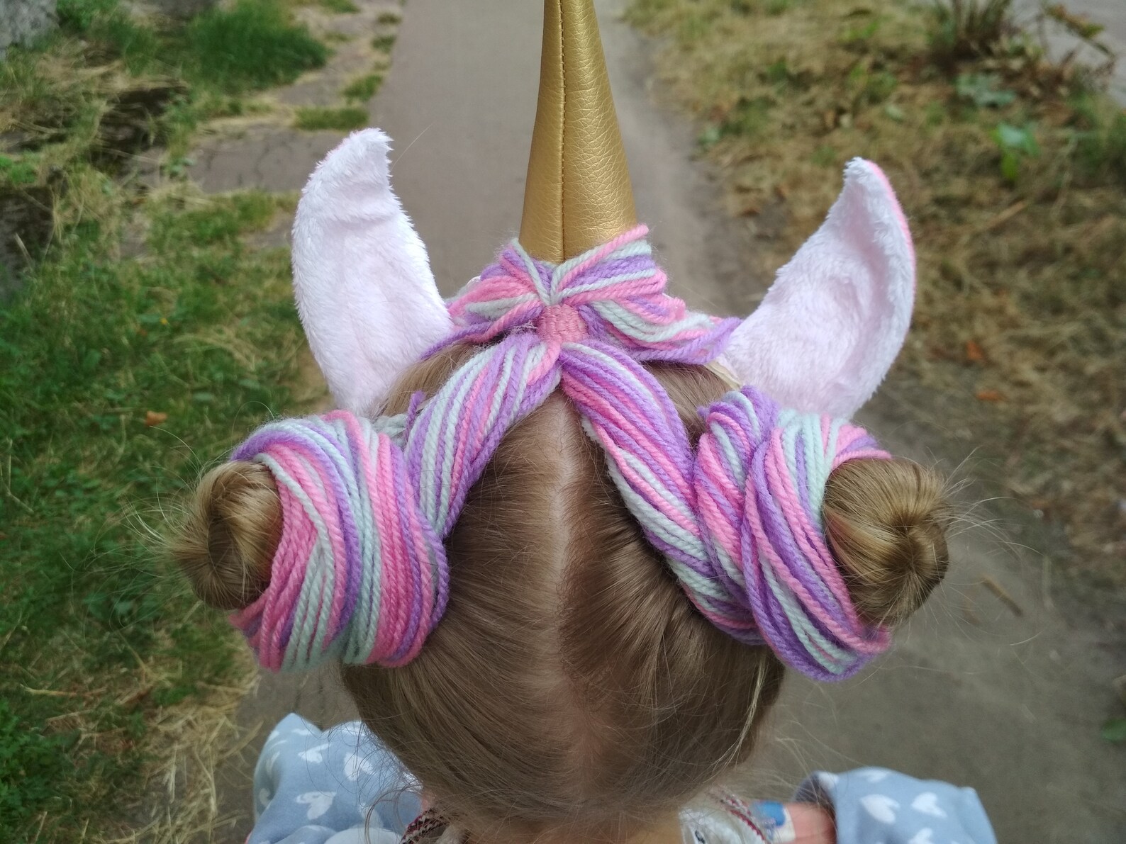Rainbow Unicorn Headband With White Ears Golden Horn Colorful - Etsy