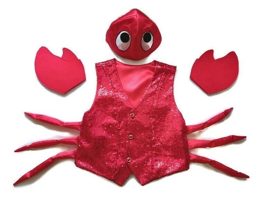 Disfraz de cangrejo Tallas para niños Traje de cangrejo rojo Sombrero de  cangrejo Garras Chaleco -  México