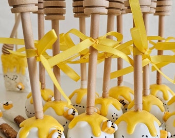 Winnie the Pooh Honey Bee cake pops with honey stick 1 dozen (please read full description)