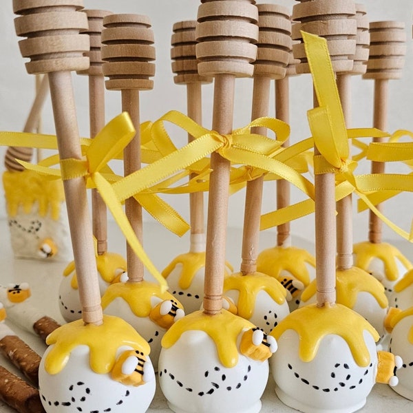 Winnie the Pooh Honey Bee cake pops with honey stick 1 dozen (please read full description)