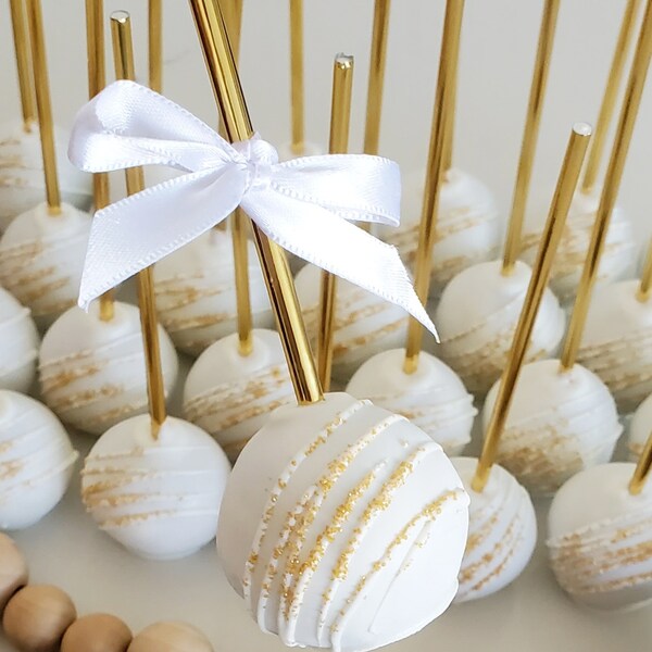 Gold stick cake pops wedding baby shower