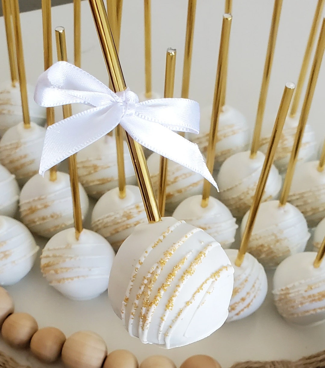 Gold and White Cake Pops Wedding Baby Shower Anniversary Etsy