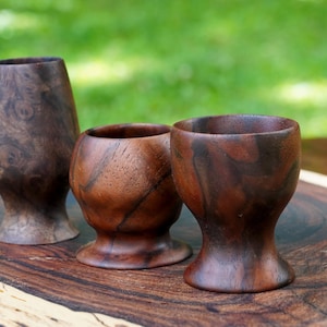 Set of 3 Small Walnut Burl Cups