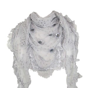 Stunning wedding scarf or shawl with vintage style and diamantes - grey