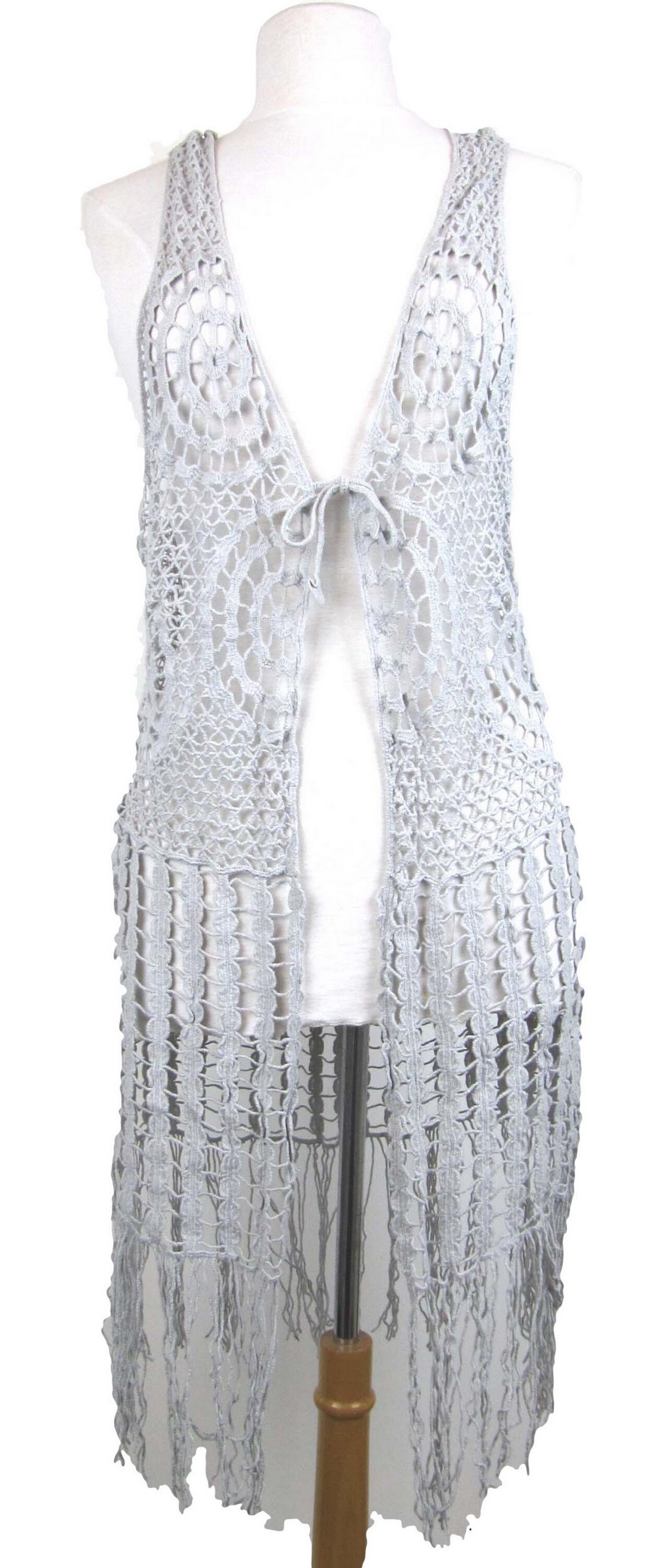 Long crochet waistcoat with tassels one size regular UK Etsy