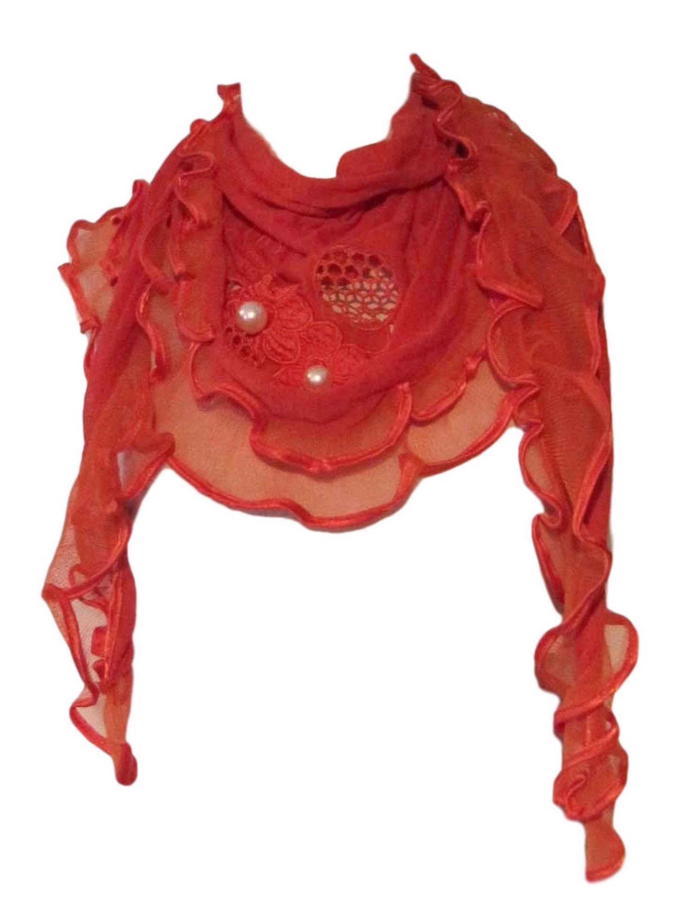 Bufanda Bordada Floral Con Perlas - Chal Elegante De Viscose 100% Para Mujeres, Multiusos