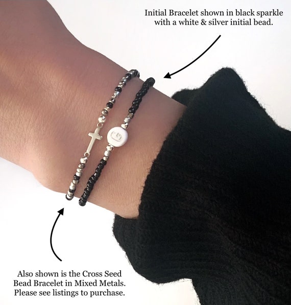 Initial Seed Bead Bracelet Initial Bracelet Minimalist Bracelet