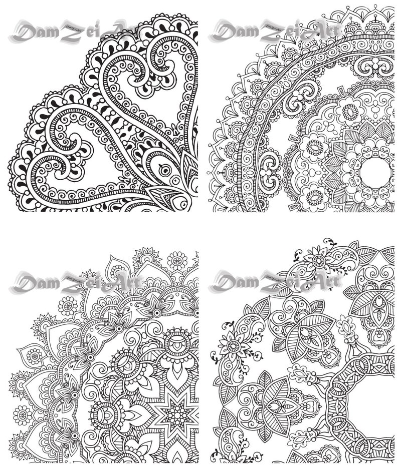 Download Mandala Coloring 10 Pages Printable Pdf Blank Mandala | Etsy