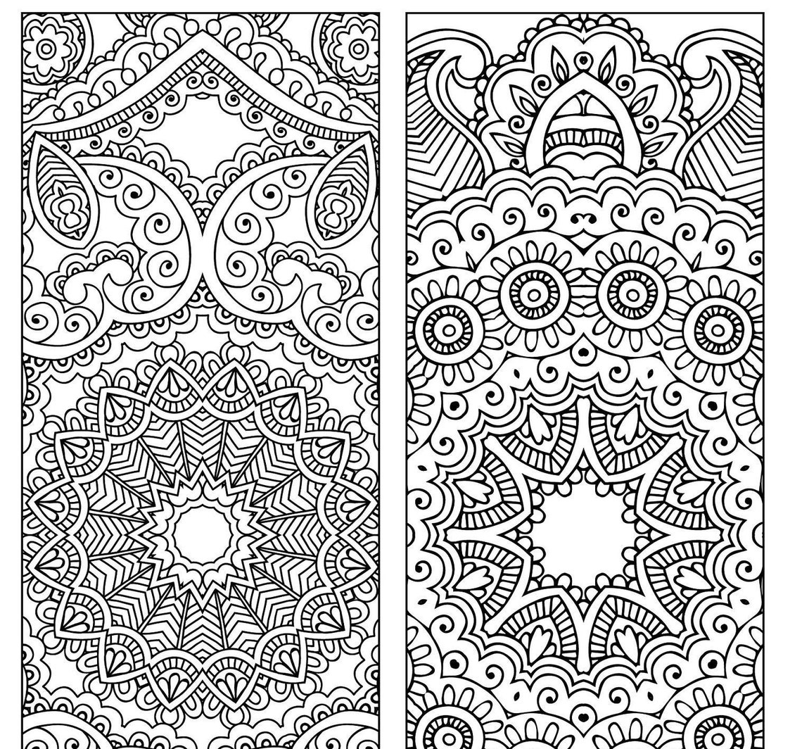 bookmark coloring flower mandalas coloring bookmarks etsy