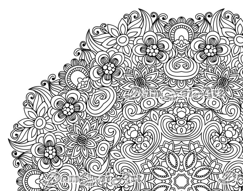 Flower Mandala Coloring Page Printable Pdf Blank Mandala | Etsy