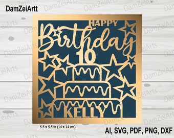Biglietto d'auguri personalizzato, modello SVG personalizzato, biglietto d'auguri in formato SVG per Cricut Cameo