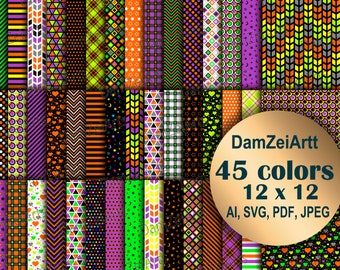orange lime green purple Papers, halloween Digital Papers, stripes polka dots chevron stars hearts Papers, 300 DPI 45 COLOR, ai svg pdf ipeg