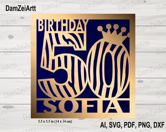 Personalized 50st Birthday Card, svg personalized, Birthday Card svg template for Cricut Cameo