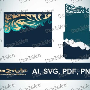 Briefumschlag 5x7'' Hochzeitskarte Laser Cut Template (ai, svg, pdf, png) Vektor-Datei, Ziertafeln Download