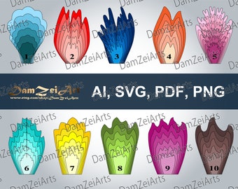 10 SVG Paper Flower Templates PDF, PNG, paper flowers for nursery decor. Digital Download (6 set-flower 51-60)